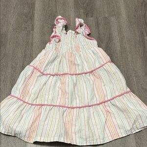 Striped Pink and White Kids Dress